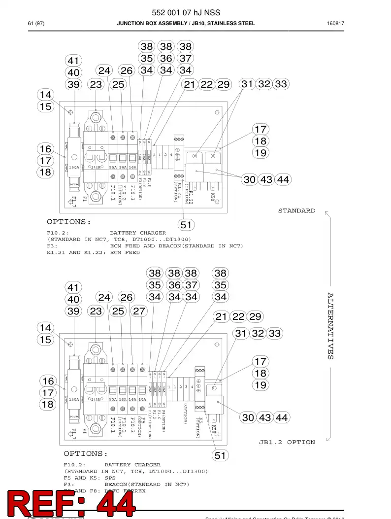 55171315 551 713 15 Terminal, Cable - Sandvik Technical Drawing