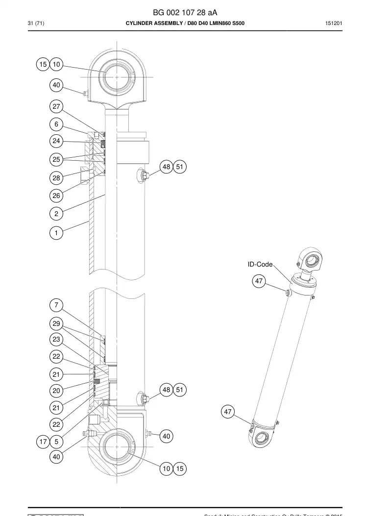 55171416 551 714 16 Seal kit - Sandvik Technical Drawing