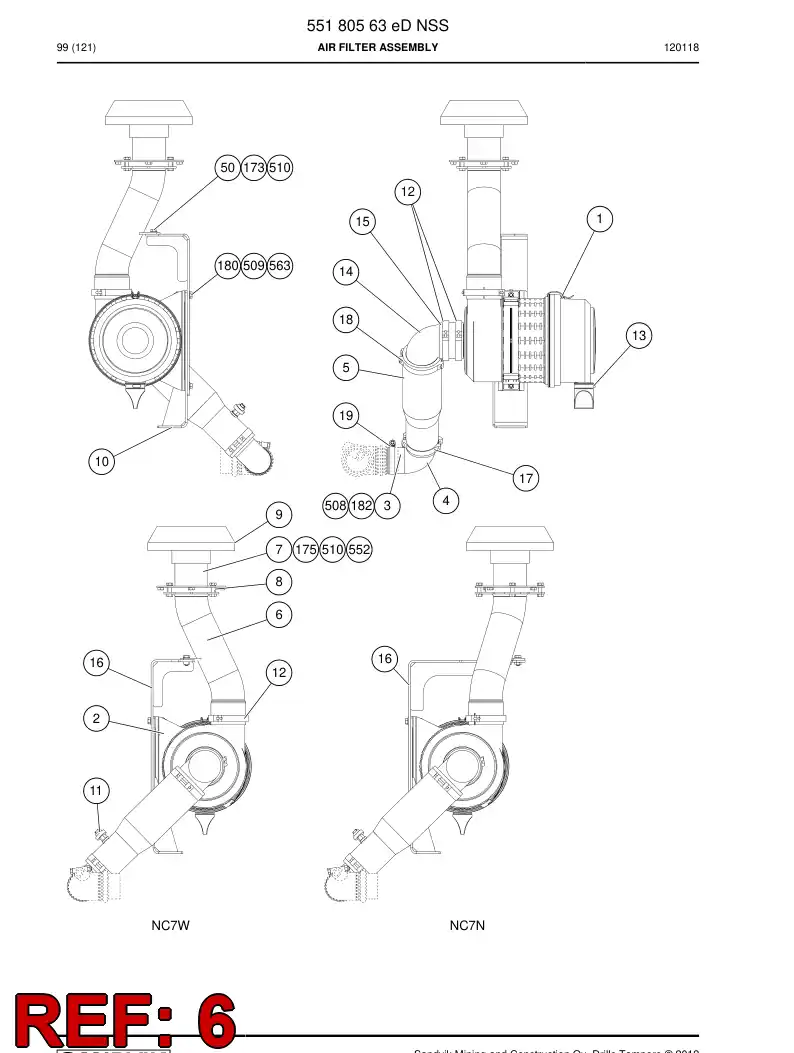 55171575 551 715 75 Pipe, Intake - Sandvik Technical Drawing