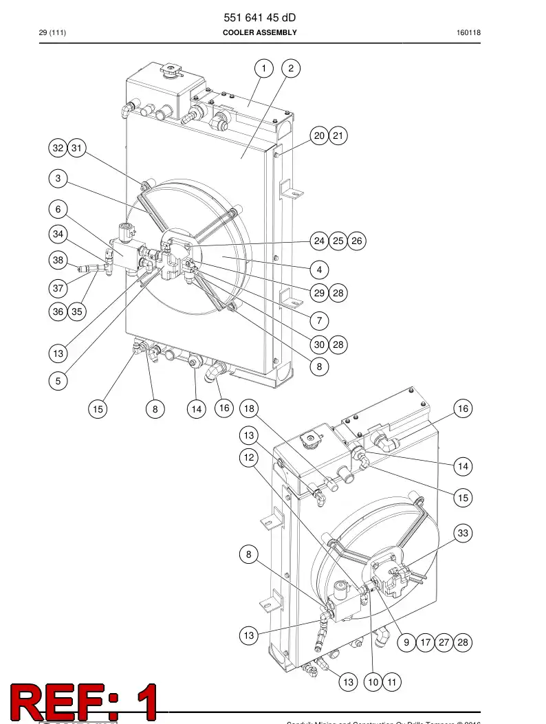 55171669a 551 716 69a Radiator - Sandvik Technical Drawing