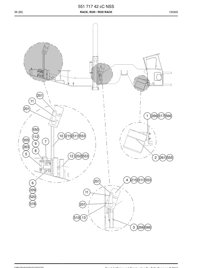 55171742e 551 717 42e Rack, Rod - Sandvik Technical Drawing