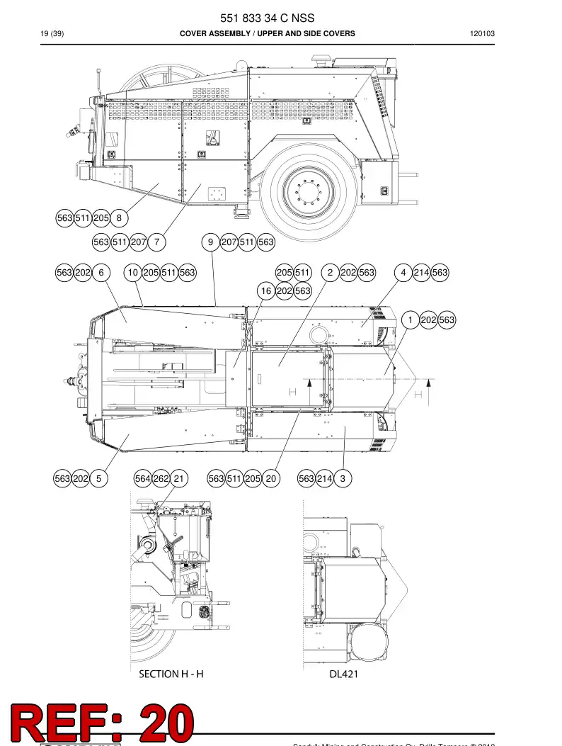 55171746a 551 717 46a Backing frame - Sandvik Technical Drawing