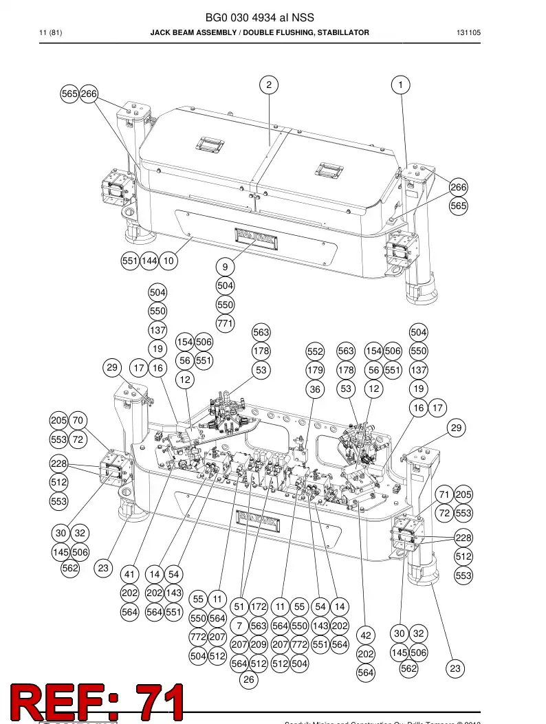 55171761 551 717 61 Bracket, Lamp - Sandvik Technical Drawing