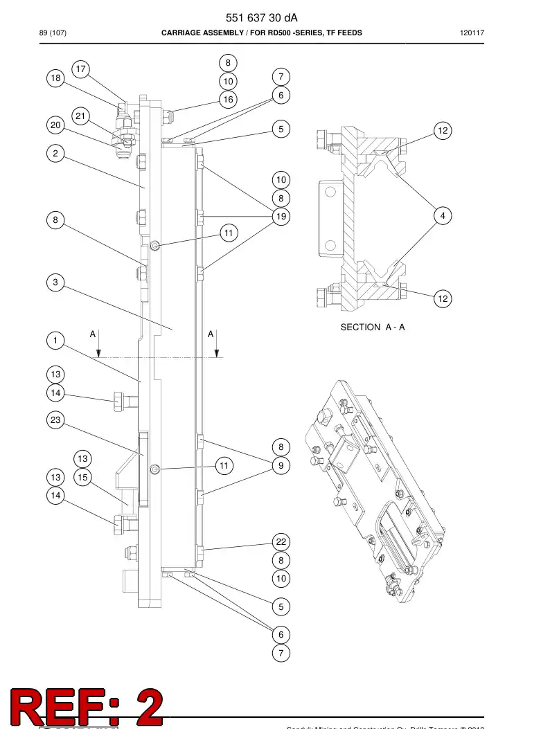 55171808 551 718 08 Mounting piece - Sandvik Technical Drawing