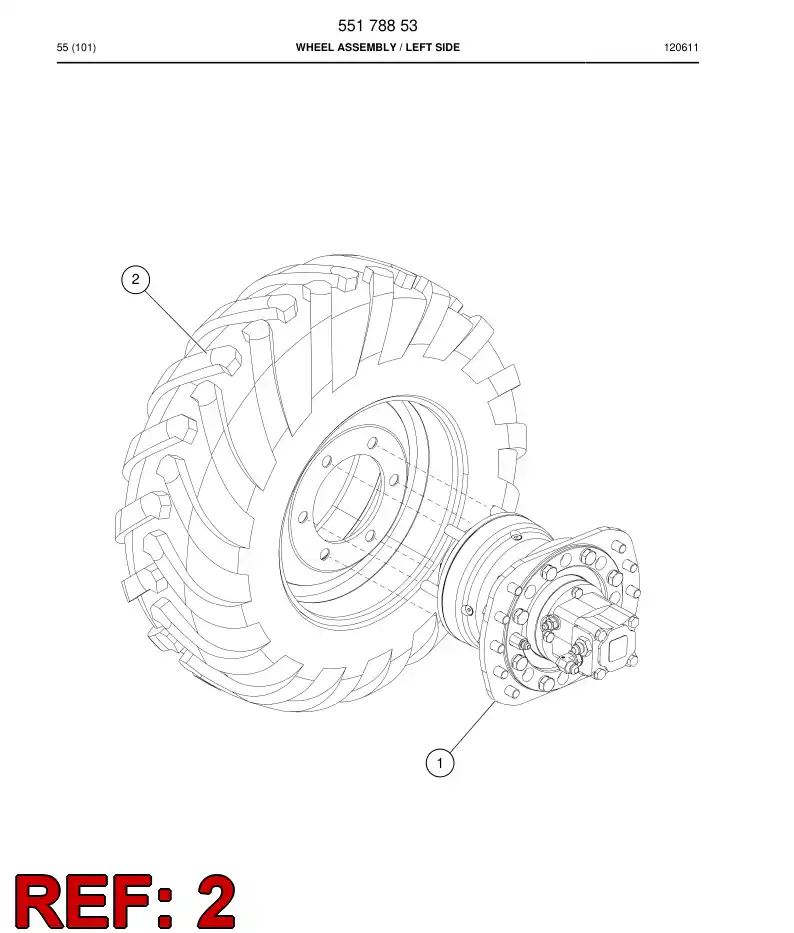 55171857 551 718 57 Wheel Assembly - Sandvik Technical Drawing