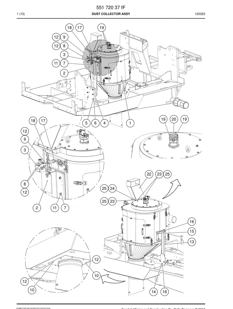 55172037f 551 720 37f Dust Collector Assembly - Sandvik Technical Drawing