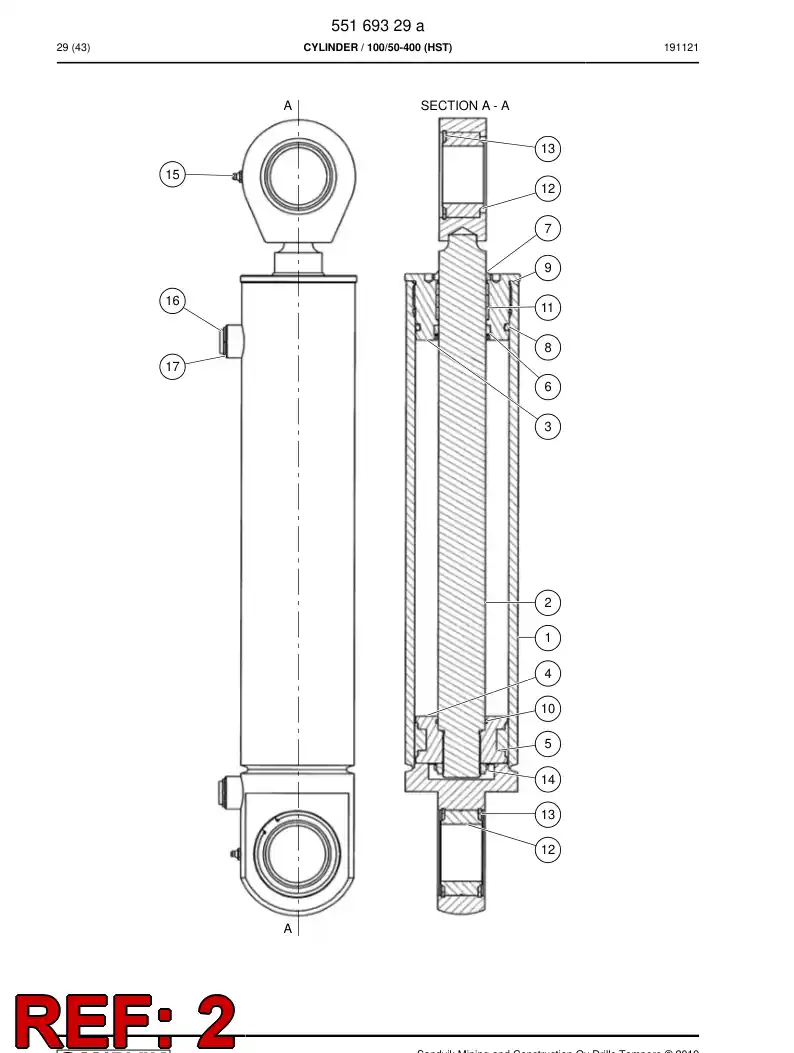 55172052 551 720 52 Rod, PISTON - Sandvik Technical Drawing