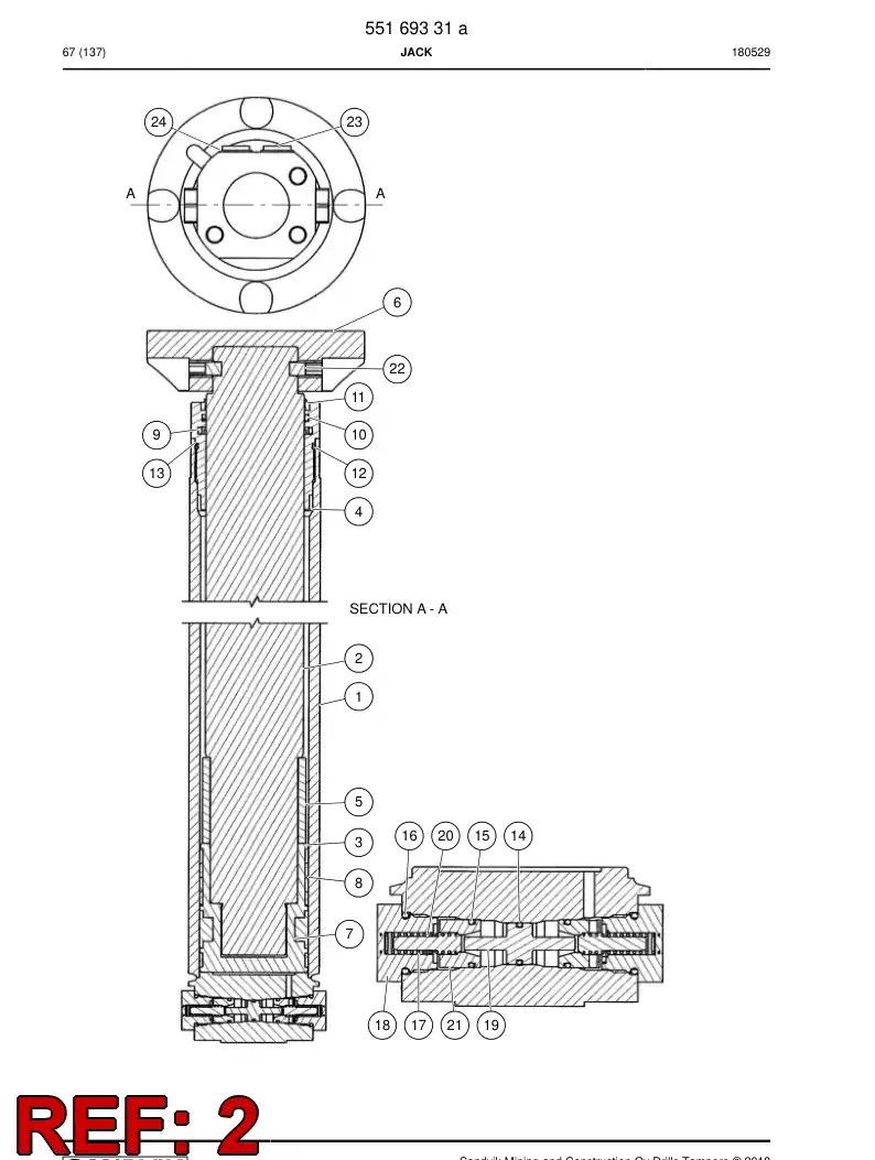55172055 551 720 55 Rod, PISTON - Sandvik Technical Drawing