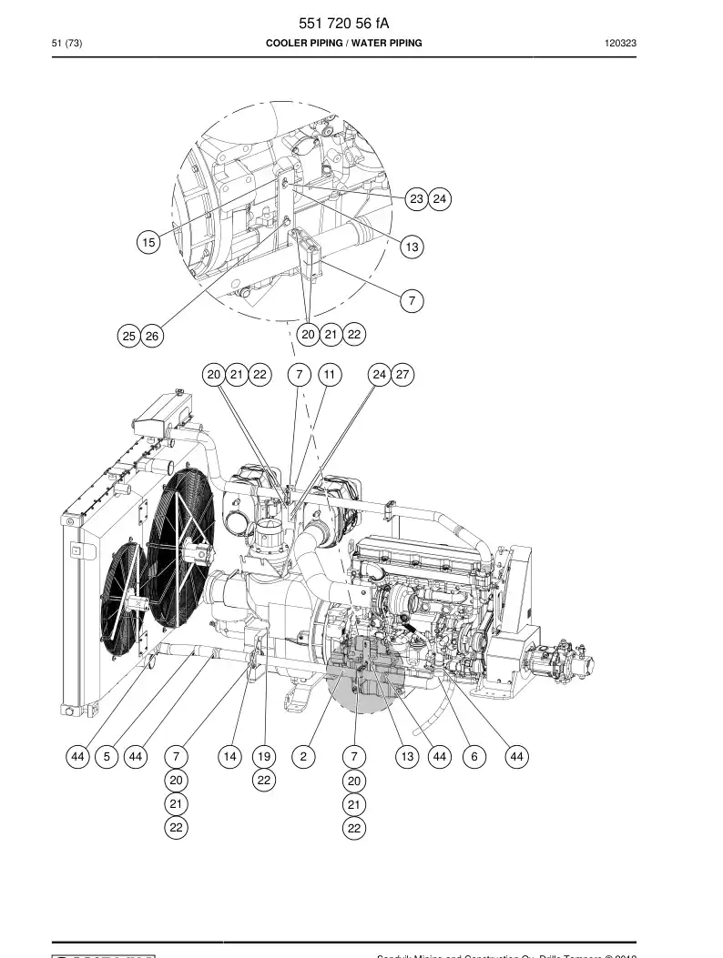 55172056g 551 720 56g Tube, Cooling - Sandvik Technical Drawing