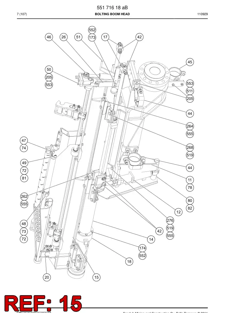 55172139b 551 721 39b Rail beam - Sandvik Technical Drawing
