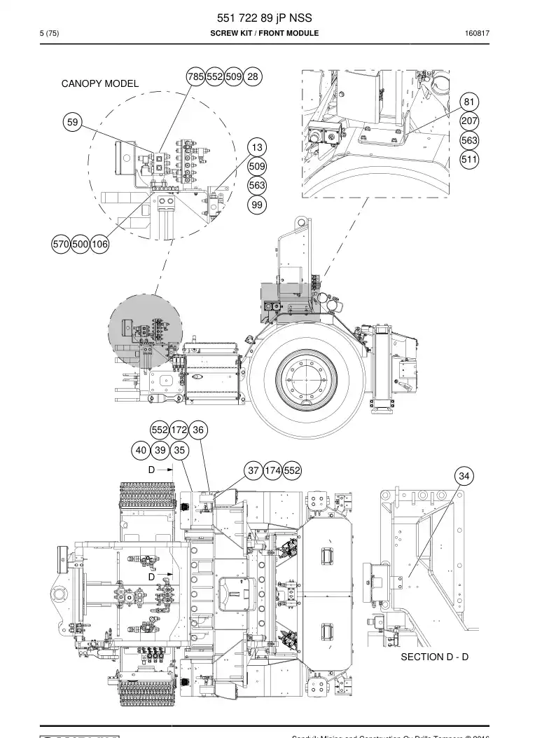 55172289j 551 722 89j Screw Kit - Sandvik Technical Drawing