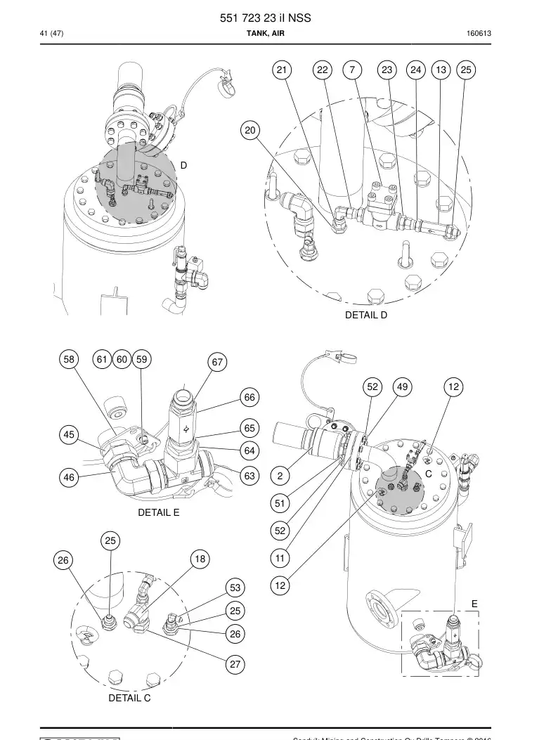 55172323i 551 723 23i Tank, Air - Sandvik Technical Drawing