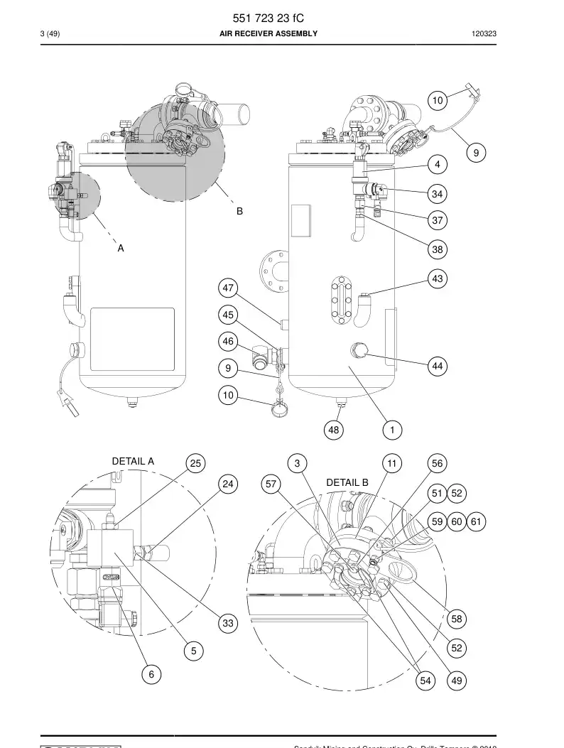 55172323j 551 723 23j Tank, Air - Sandvik Technical Drawing