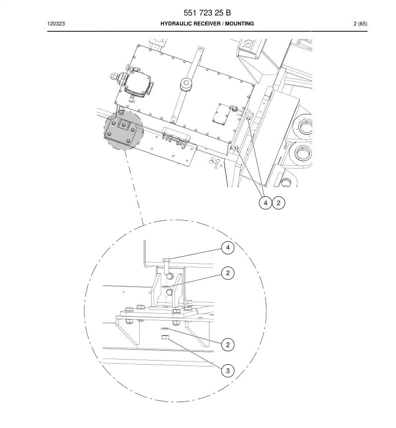 55172325 551 723 25 HYDRAULIC RECEIVER - Sandvik Technical Drawing