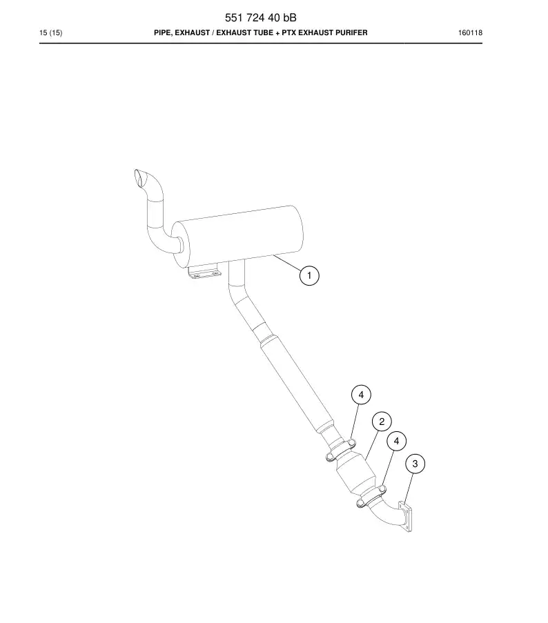 55172440b 551 724 40b Pipe, Exhaust - Sandvik Technical Drawing