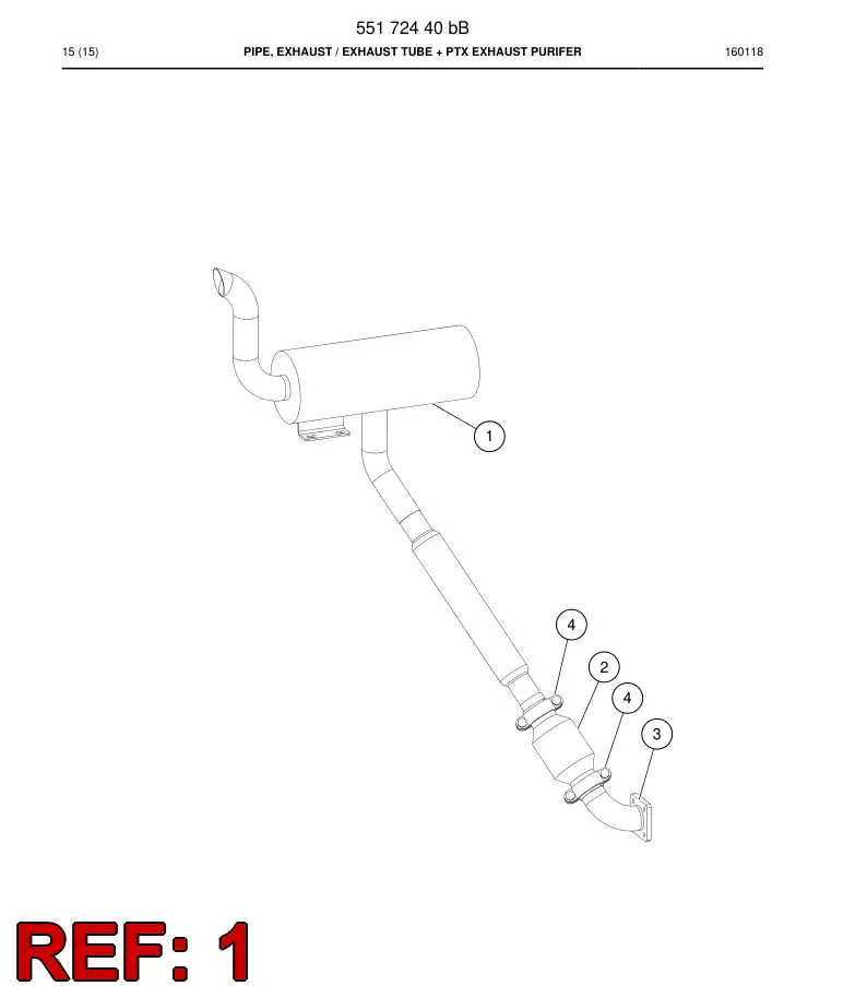 55172534 551 725 34 Silencer, Exhaust - Sandvik Technical Drawing