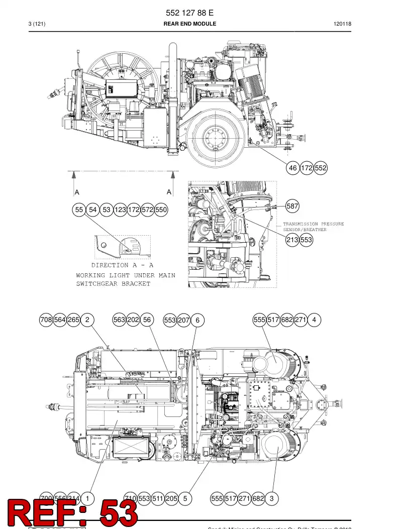55172720 551 727 20 Light bracket - Sandvik Technical Drawing