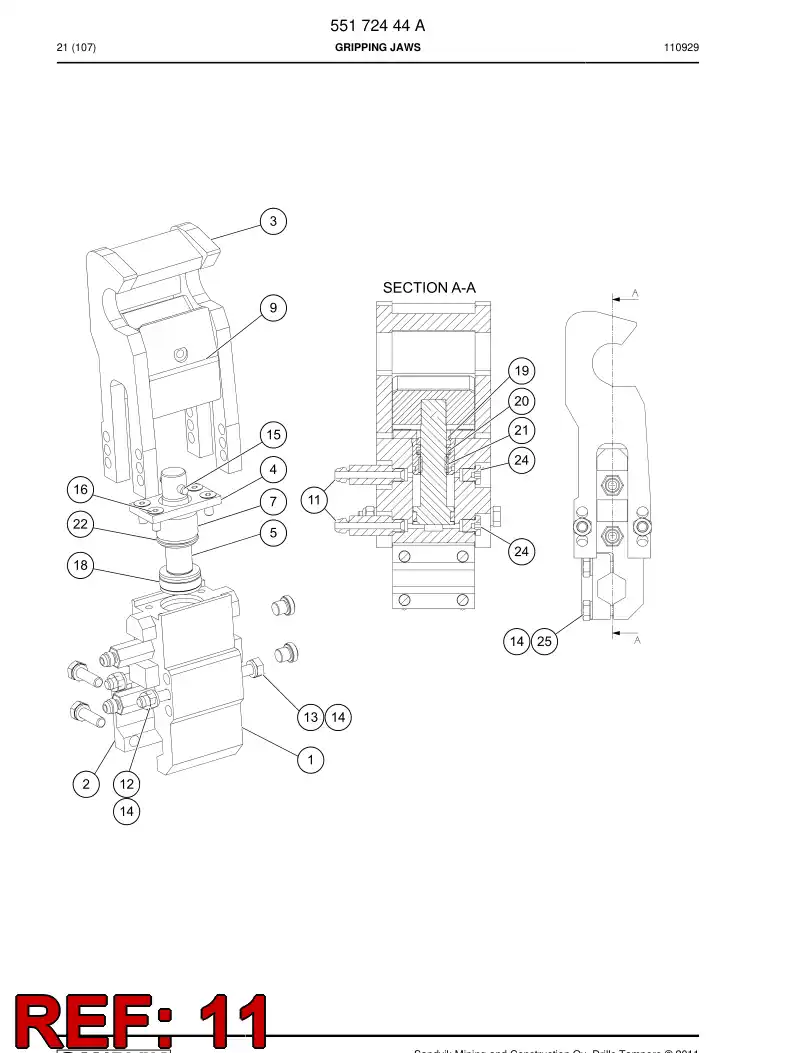 55172722 551 727 22 Straight thread adapter - Sandvik Technical Drawing