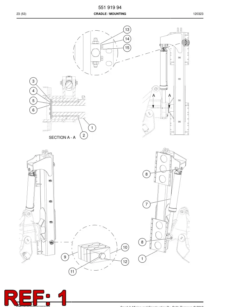 55172750a 551 727 50a Cradle - Sandvik Technical Drawing