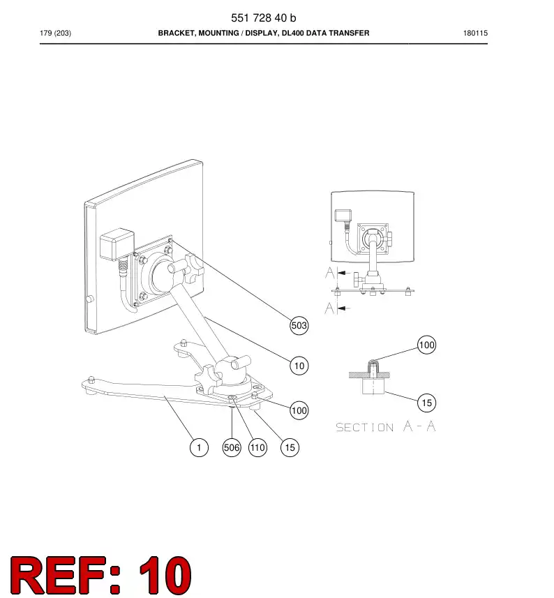 55172823a 551 728 23a Bracket, Mounting - Sandvik Technical Drawing