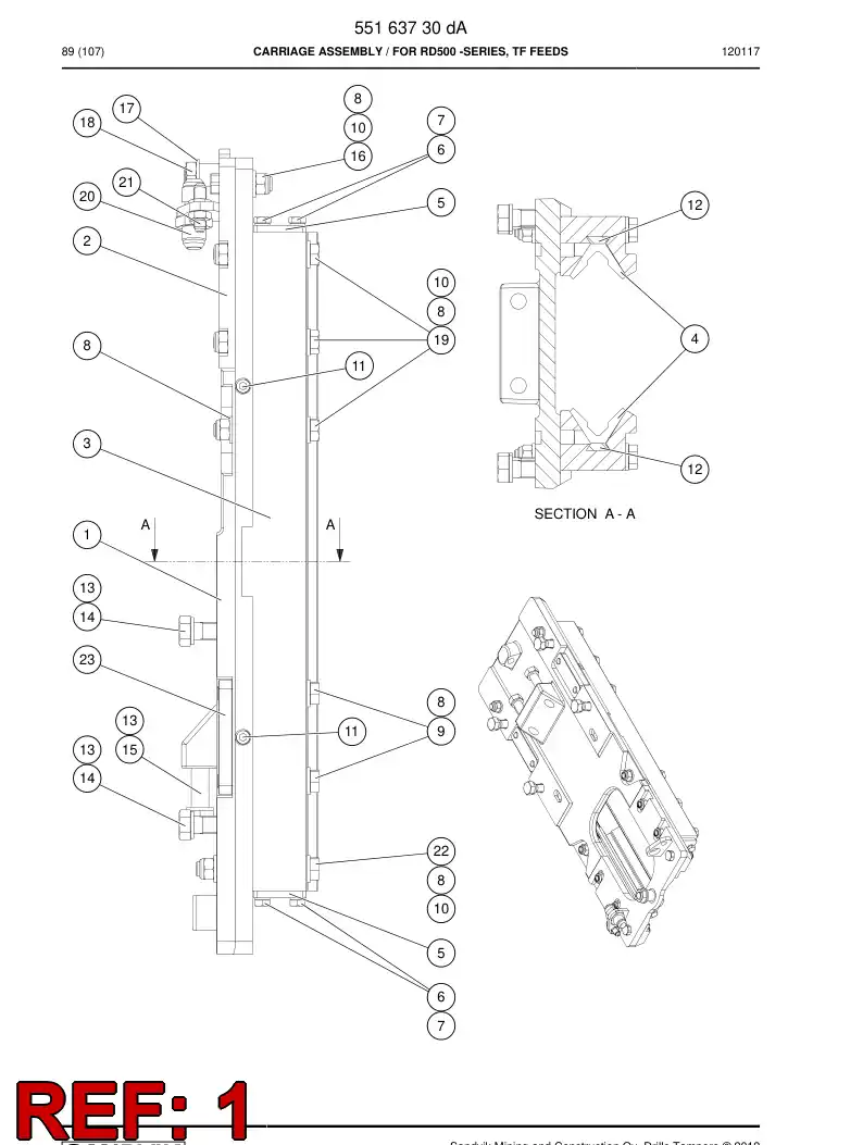 55172841 551 728 41 Carriage - Sandvik Technical Drawing