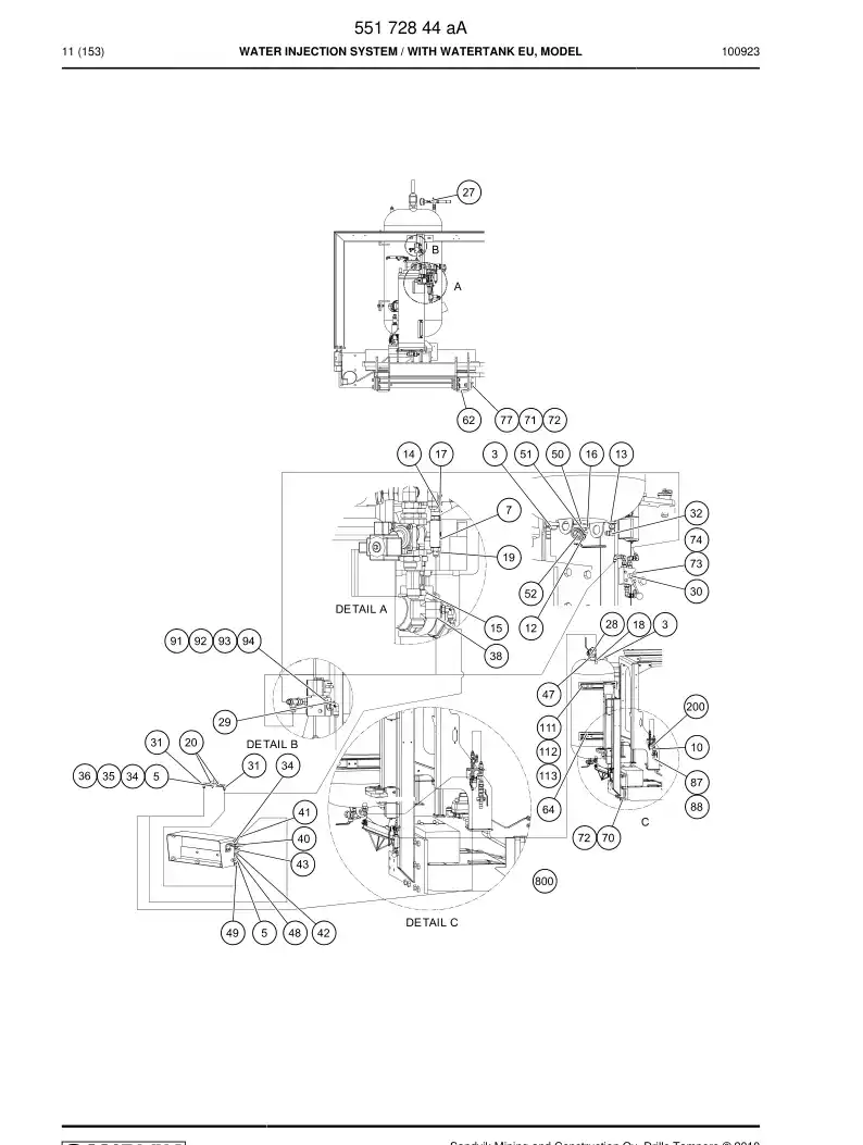 55172844a 551 728 44a Water injection system - Sandvik Technical Drawing