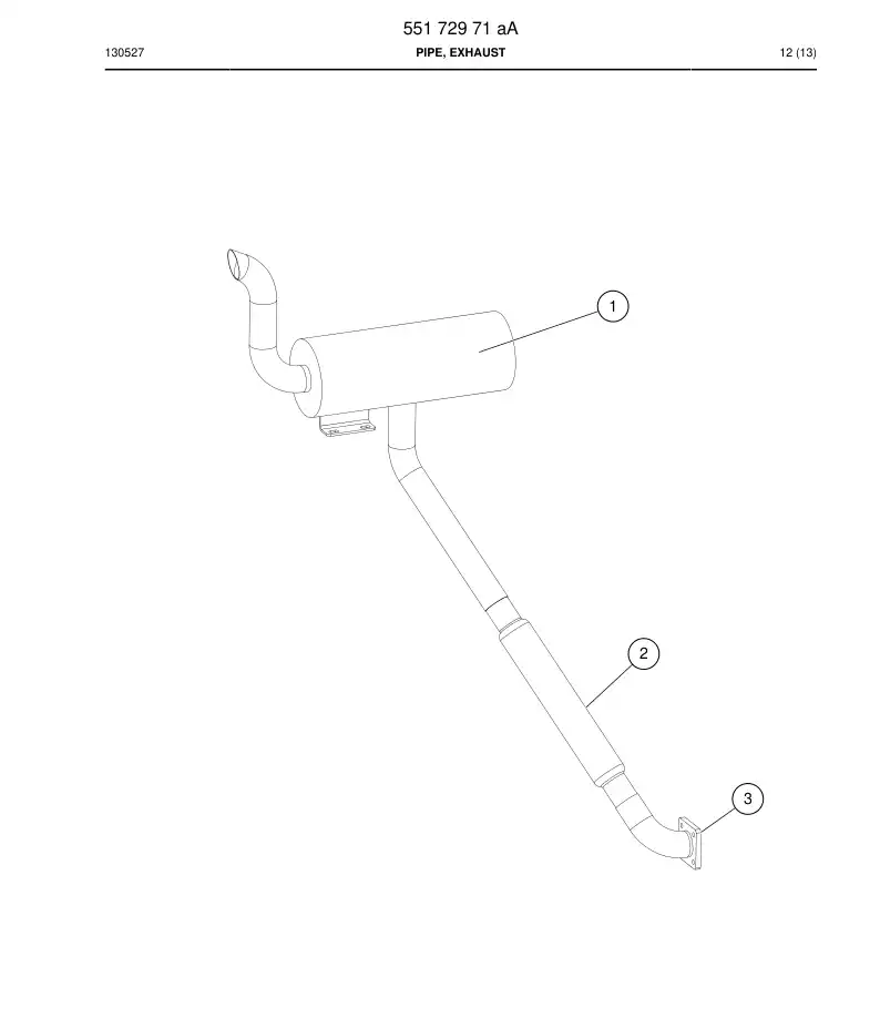 55172971a 551 729 71a Pipe, Exhaust - Sandvik Technical Drawing
