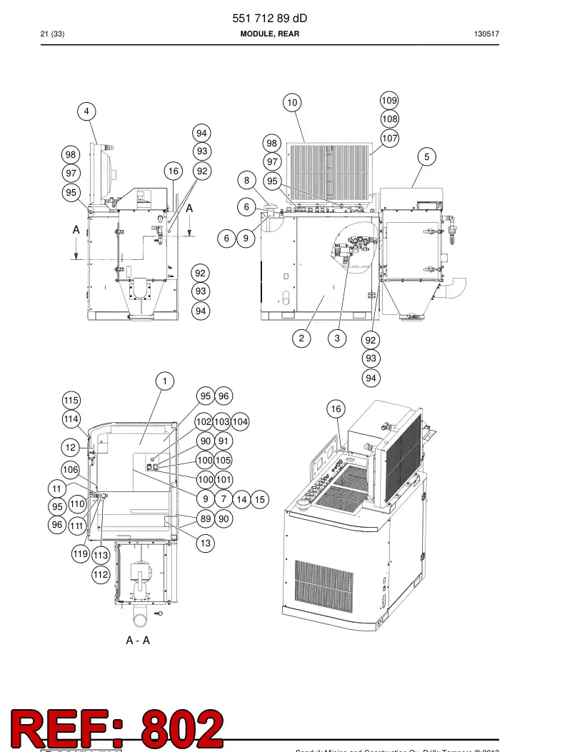 55173095b 551 730 95b Schematic, Air Circuit - Sandvik Technical Drawing