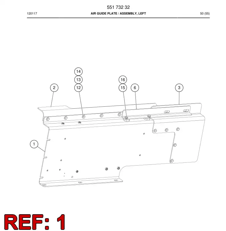 55173234 551 732 34 AIR GUIDE PLATE - Sandvik Technical Drawing