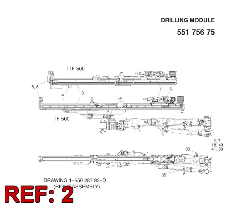 55173263 551 732 63 BOOM ASSEMBLY - Sandvik Technical Drawing