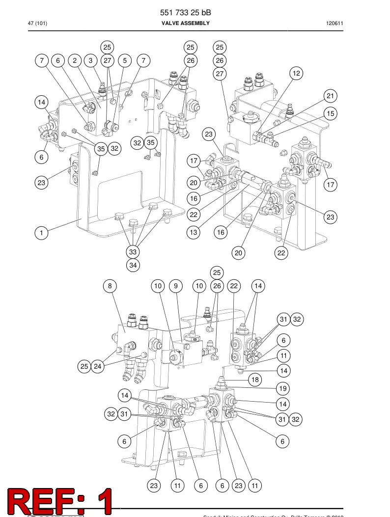 55173326a 551 733 26a Bracket, Valve - Sandvik Technical Drawing