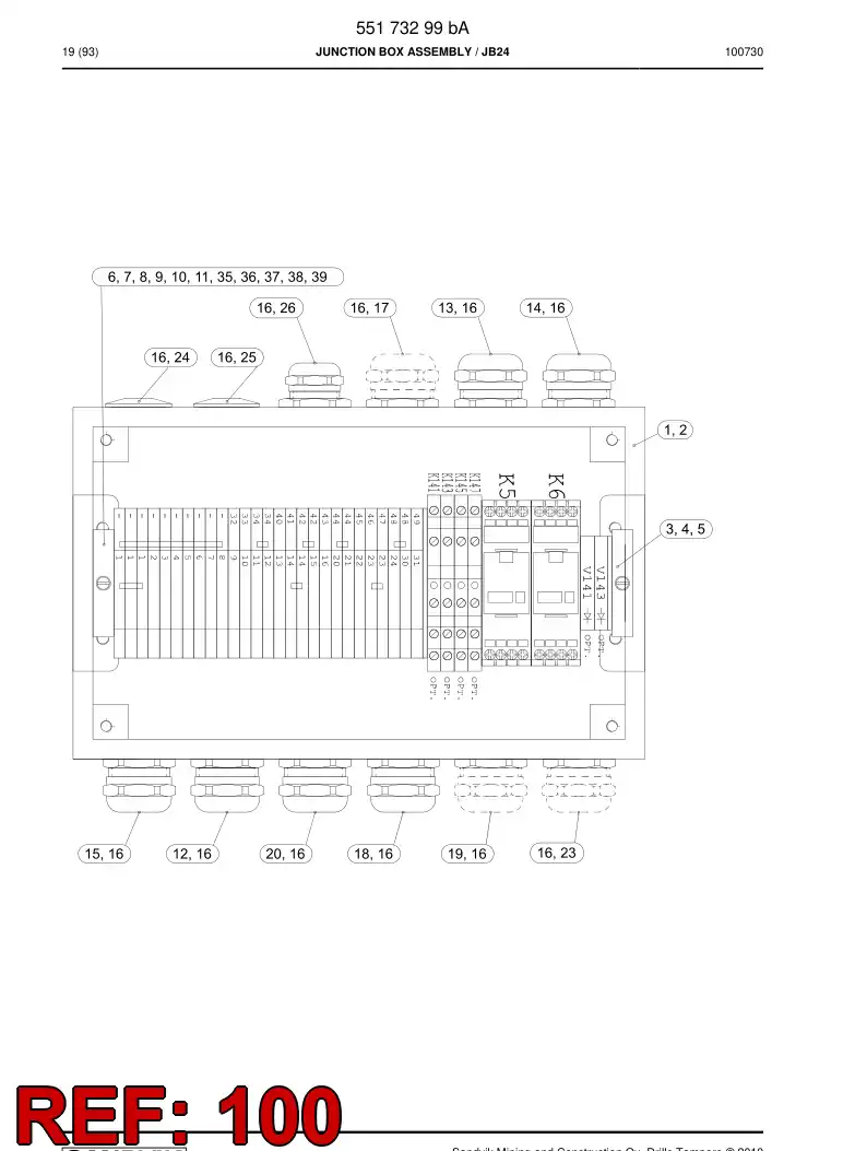 55173340 551 733 40 Wiring instruction - Sandvik Technical Drawing