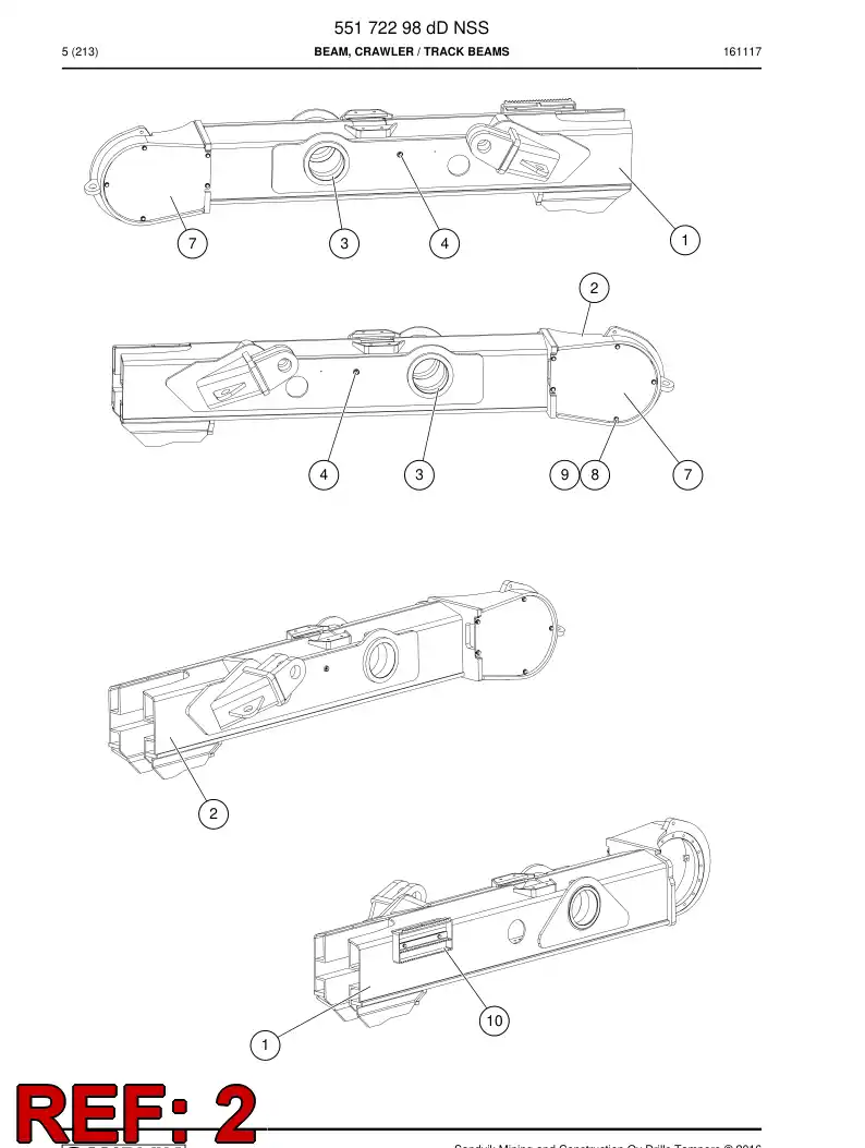 55173408 551 734 08 Beam, Crawler - Sandvik Technical Drawing