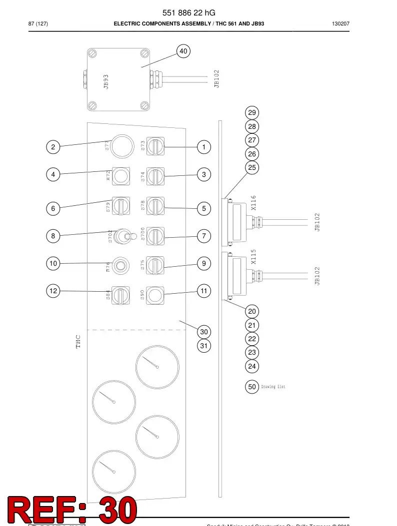 55173416b 551 734 16b Decal - Sandvik Technical Drawing