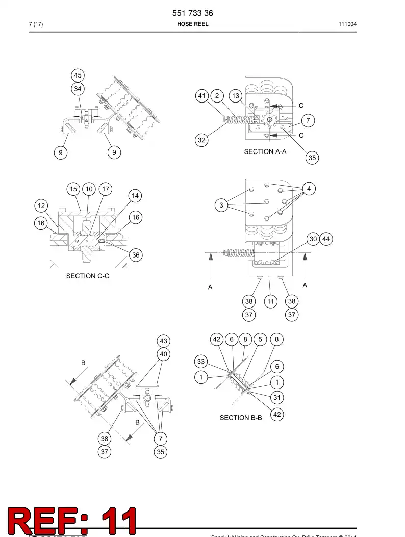 55173504 551 735 04 HOSE REEL CARRIAGE - Sandvik Technical Drawing