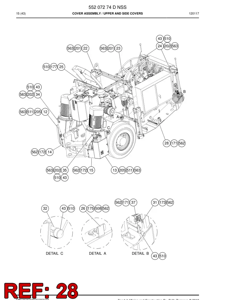 55173522a 551 735 22a Thrust - Sandvik Technical Drawing