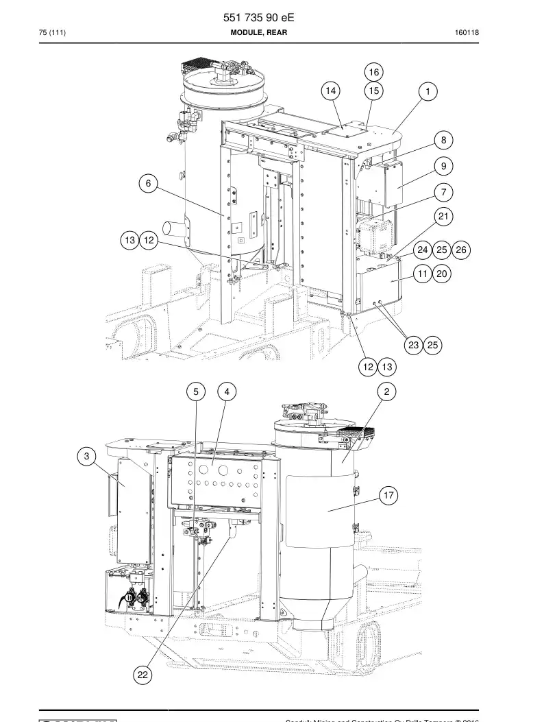 55173590e 551 735 90e Module, Rear - Sandvik Technical Drawing