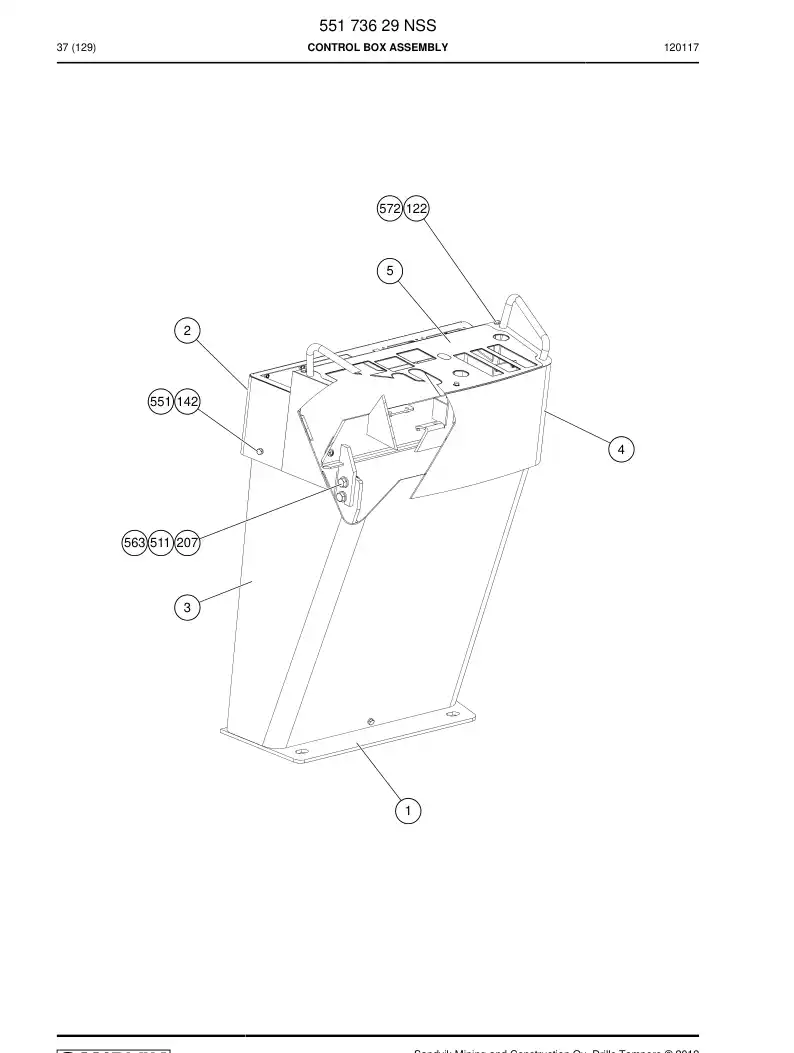 55173629 551 736 29 CONTROL BOX ASSEMBLY - Sandvik Technical Drawing