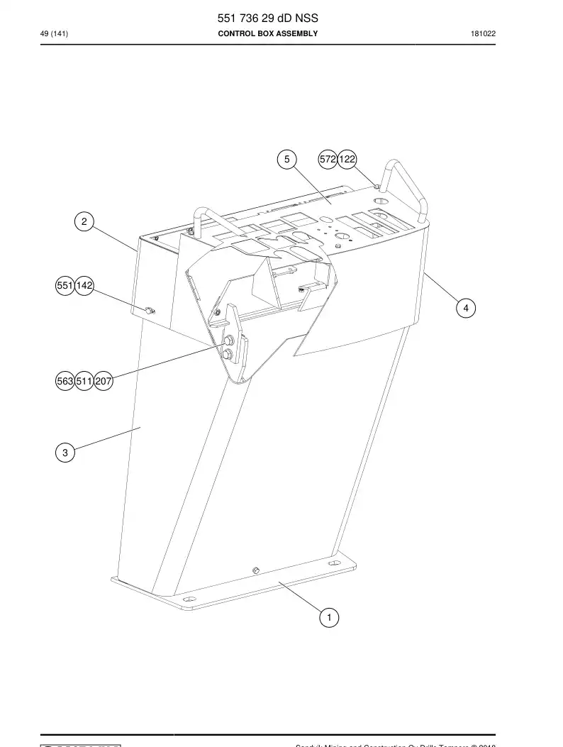 55173629e 551 736 29e Control Box Assembly - Sandvik Technical Drawing
