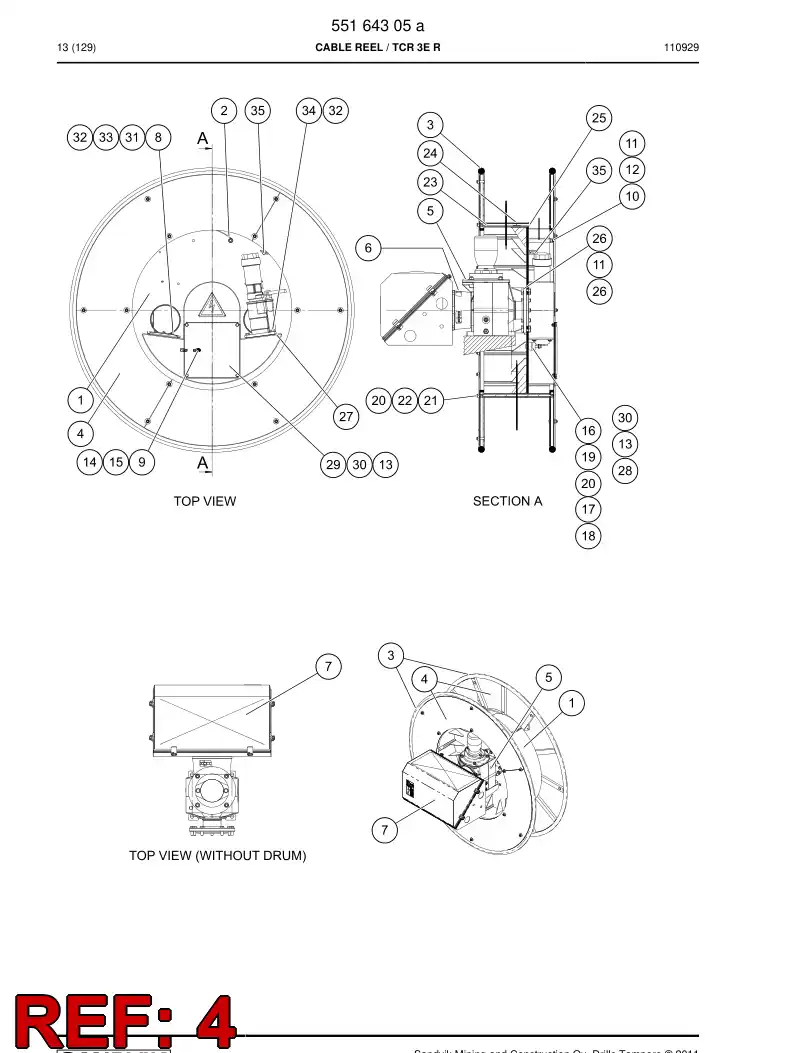 55173701 551 737 01 Cover plate - Sandvik Technical Drawing