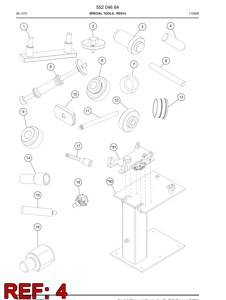 55173754a 551 737 54a Punch - Sandvik Technical Drawing