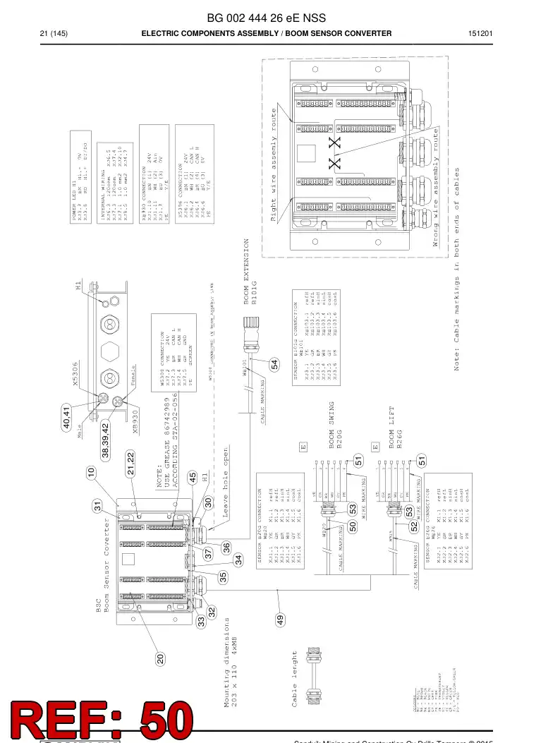 55173798a 551 737 98a Cable, Shielded - Sandvik Technical Drawing