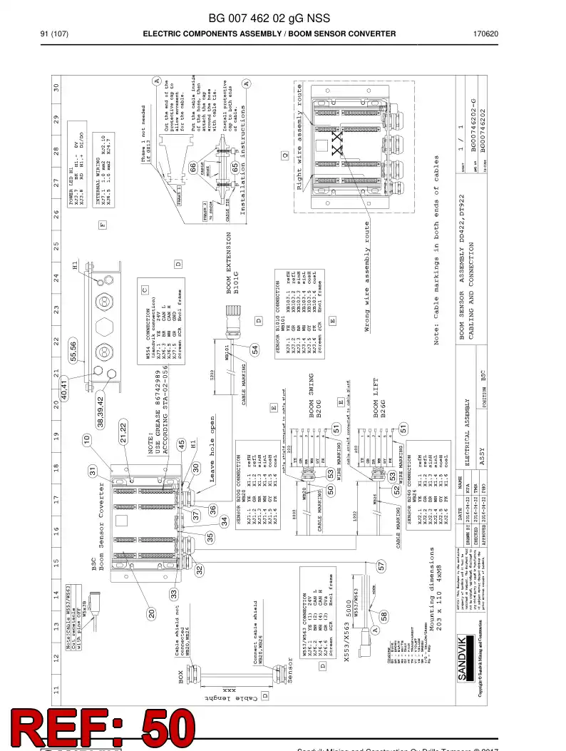 55173798b 551 737 98b Cable, Screened - Sandvik Technical Drawing