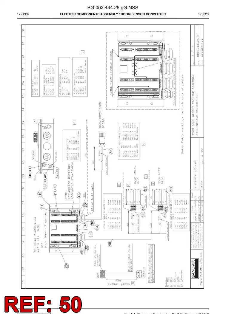 55173798c 551 737 98c Cable, Screened - Sandvik Technical Drawing
