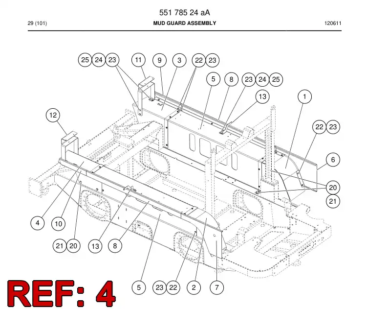 55173876 551 738 76 Mud guard - Sandvik Technical Drawing