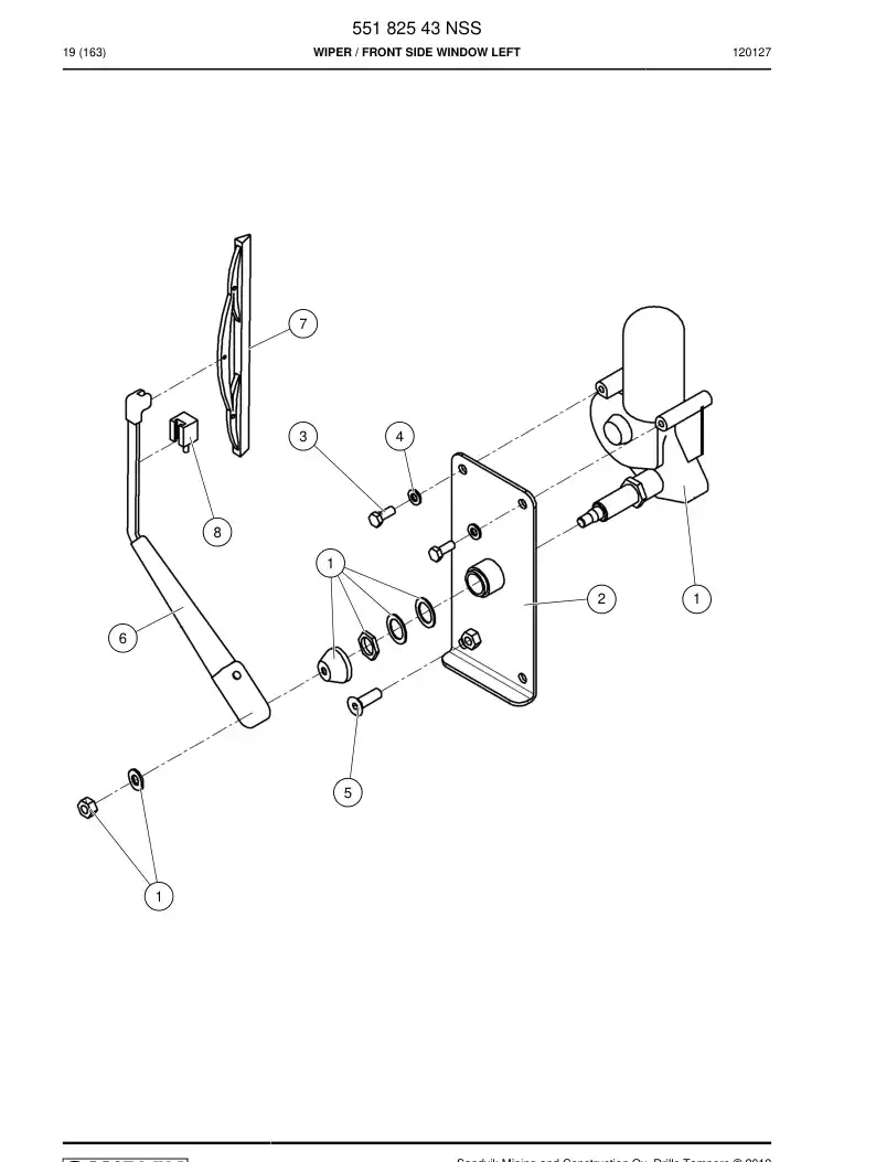 55173912a 551 739 12a Wiper motor - Sandvik Technical Drawing