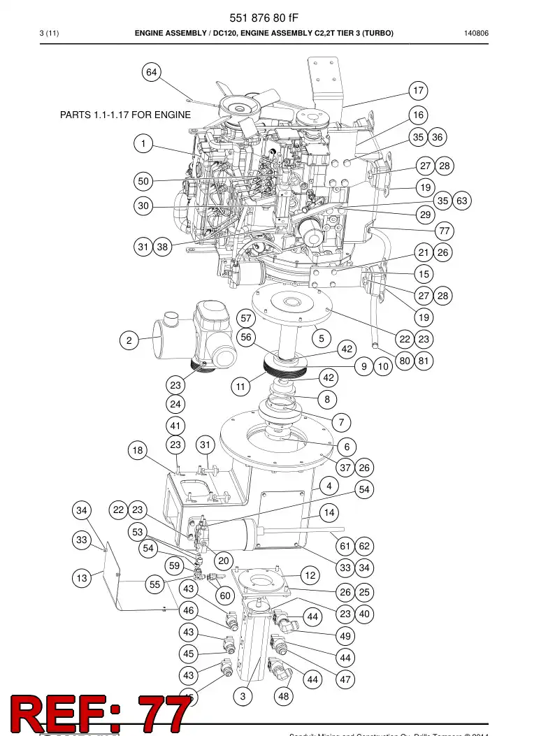 55174035 551 740 35 Straight thread adapter - Sandvik Technical Drawing