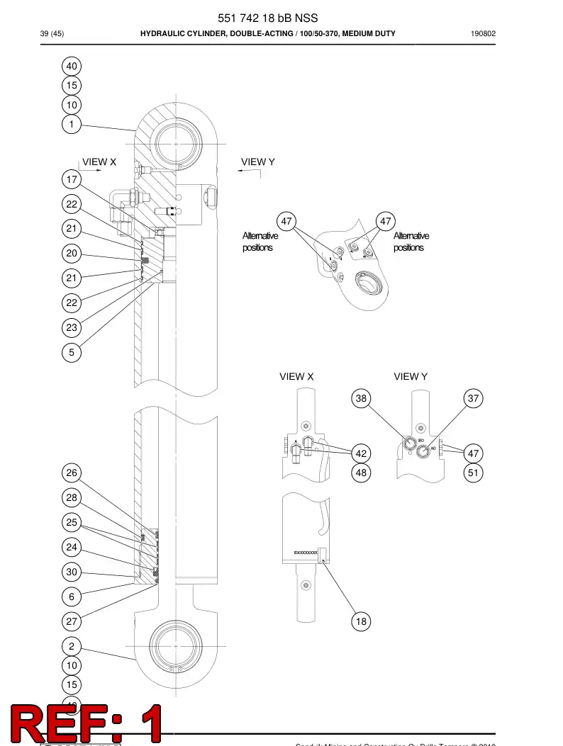 55174230g 551 742 30g Cylinder Tube Assembly - Sandvik Technical Drawing