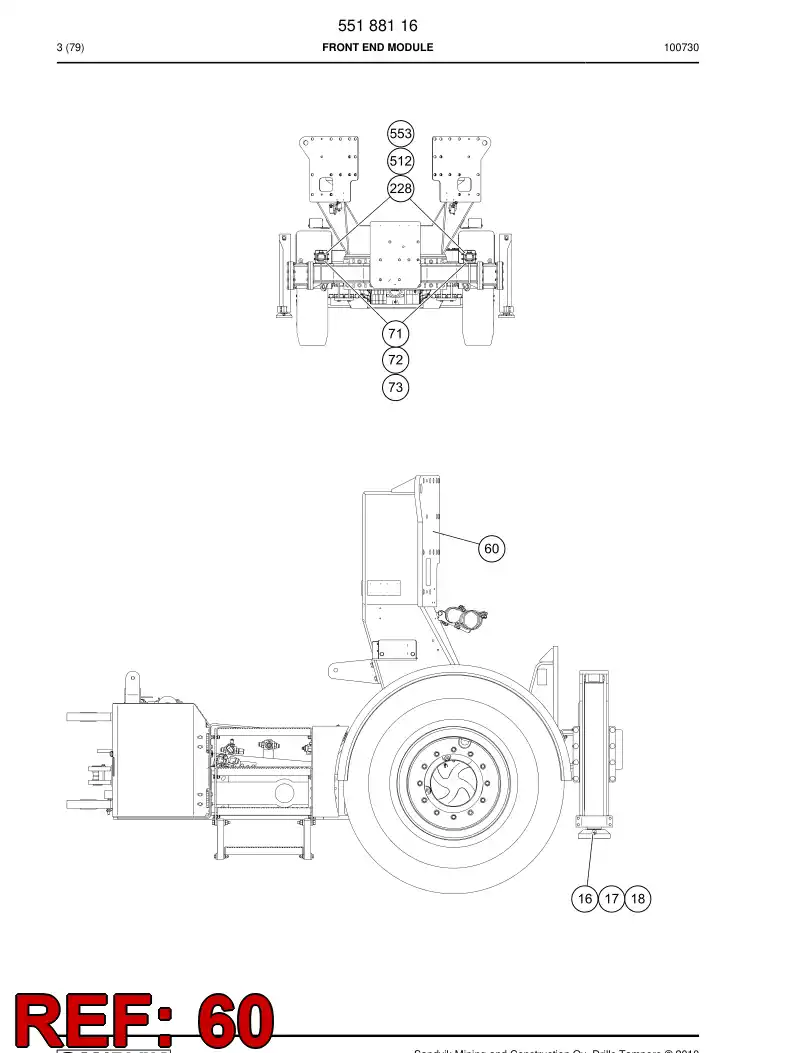 55174280 551 742 80 Support, Boom - Sandvik Technical Drawing