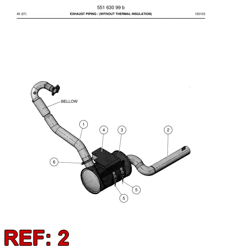 55174423 551 744 23 Exhaust pipe - Sandvik Technical Drawing